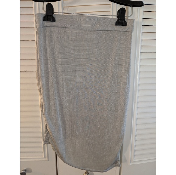 Metallic Silver Wrap Midi Skirt Mini Summer Asymmetrical Slit Dress Sequin Fest - Picture 9 of 17